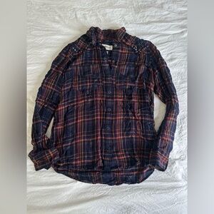 ✨Express Western Plaid Studded
Women Top Boyfriend Shirt Snap Up
Size XS